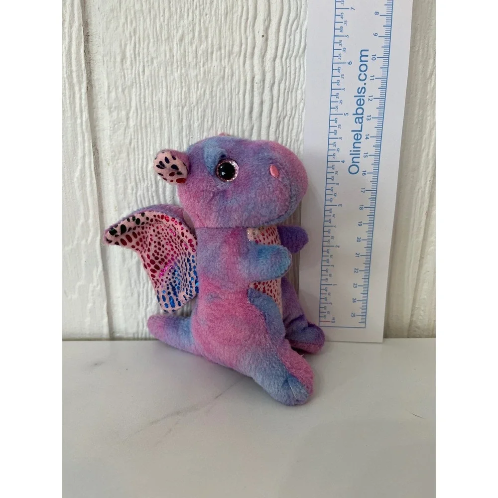 Ganz Mythical Mini Dragon Plush Toy Purple Pink Sparkle Wings Stuffed Animal